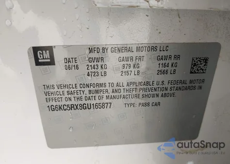 2016 Cadillac Ct6 Luxury z USA, uszkodzony, nr VIN 1G6KC5RX8GU165877